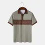 ChArmkpR Mens Ethnic Floral Print Patchwork Half Zip Short Sleeve Golf Shirts