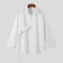 INCERUN Men Solid Color Long Sleeve Shirt with Right Tab Design Comfy Loose Fit Lapel Top for Men Plus Size Spring Fall