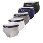 5pcs Men's Triangle Briefs Fashion Letter Elastic Belt Comfortable Soft Breathable Daily Sleep Men's Underwear