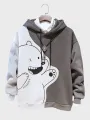 Mens Cartoon Animal Print Patchwork Casual Drawstring Hoodies