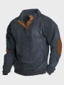 ChArmkpR Mens Pullover Hoodies Two Tone Patchwork Stand Collar Corduroy Pullover Sweatshirts