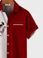 Mens Christmas Santa Claus Print Patchwork Lapel Short Sleeve Shirts