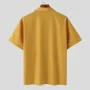 INCERUN Mens Shirts Handmade appliquéd Short-sleeve Shirt Summer Daily Solid Color Lapel Top Shirts