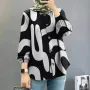 ZANZEA Ethnic Style Women Blouse Lantern Sleeve Geometric Pattern Shirt Fashion O-Neck Button Up Top