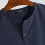 Men's Summer Linen V Neck Henley Tops Casual Fit Shirts Beach Yoga Button Shirts