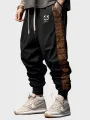 Mens Smile Ethnic Geometric Print Patchwork Loose Drawstring Waist Pants