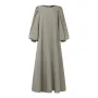 ZANZEA Women Ethnic Stylish Solid Crew Neck Maxi Dress Elegant Lantern Sleeves A-Line Dress