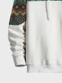 Mens Argyle Pattern Smile Embroidered Patchwork Loose Drawstring Hoodies
