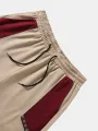 Mens Ethnic Ribbon Color Block Stitching Loose Drawstring Shorts