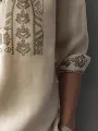 Mens Vintage Plant Print Half Button Long Sleeve Henley Shirts