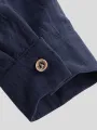 INCERUN Mens Solid Stand Collar Cotton Long Sleeve Henley Shirt