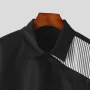 INCERUN Mens Shirts Striped Splicing Long Sleeve Shirt Casual Daily Top Shirt Fashion Side Button Design Male Clothing