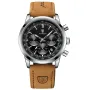POEDAGAR Men's Luminous Waterproof Quartz Watch Fashion Comfortable Leather Multi-function Business Casual Wristwatch