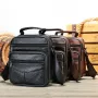 Ekphero Men Genuine Leather Messenger Bag with Zipper Large Capacity Small Shoulder Bag Retro Handbags Bussiness Casual Satchel Pack