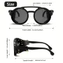 Fashion Punk Retro Polarized Round Sunglasses with Leather Strap Accents UV400 Protection Eyewear Glasses for Outdoor Travel Driving