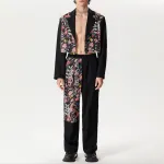 INCERUN Men Two-piece Suits Fashion Floral Print Long Sleeve Blazer & Pants Summer Cool Breathable Party Male Clothing