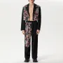INCERUN Men Two-piece Suits Fashion Floral Print Long Sleeve Blazer & Pants Summer Cool Breathable Party Male Clothing