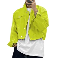 INCERUN Men Solid Color Long Sleeve Jackets Daily Casual Short Jacket for Men Sterrtwear Top Plus Size Spring Fall