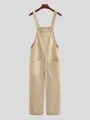 INCERUN Men Bib Pants Solid Color Jumpsuits Multi Pockets Casual Suspenders Cargo Overalls Fashion Men Jumpsuit S-5XL
