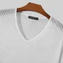 INCERUN Men T Shirts Fashion Slightly Transparent V Neck T-shirts Summer Daily Short Sleeve Top Tee Male Clothing