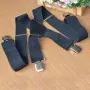Men's Suspenders With 5cm Widened And Comfortable Elastic Straps, Adjustable 4 Clips For Trousers, Classic Black Suspenders Elastic X-Back