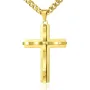 Cross Pendant Necklaces For Men Women Golden Silvery Stainless Steel Charm Chain Male Hip Hop Jewelry