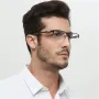 Anti-blue Light Ultra-light Mens Business Half Rimless Reading Glasses Metal Rectangular Presbyopia Glasses Classic Readers
