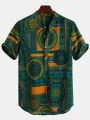 INCERUN Men's Shirt Vintage Floral Ethnic Shirts Summer Beach Dashiki Floral Casual Tops Summer Beach Shirts