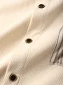 Mens Ethnic Pattern Chest Pocket Corduroy Short Sleeve Shirts