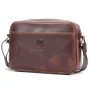 BULLCAPTAIN Men's Genuine Leather Shoulder Bag Retro Large Capacity Travel Bag Crazy Horse Leather Crossbody Bag Messenger Bag