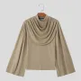 INCERUN Men's Layered Design Swing Collar Long Sleeve Tshirt Comfy Soft Loose Fit Sleeve T-Shirt for Men Plus Size