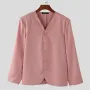 INCERUN Mens Solid Color Long Sleeve Two-Piece Outfit Collarless Blazer & Suit Pants Men's Fashion Set