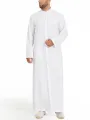 INCERUN Plus Size Men Long Shirt Stand Collar Button Long Sleeve Solid Long Robe Shirts
