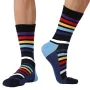 5 pares de calcetines de algodón a rayas para hombre, divertidos, con diseño de bloques de colores brillantes, con personalidad, de tubo medio largo, para monopatín, unisex
