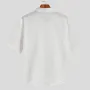 INCERUN Mens Shirt Solid Color Slightly Transparent Lapel Shirt Casual Short Sleeve Breathable Top Summer Daily Male Clothing