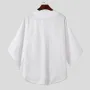 INCERUN - Camiseta de manga corta con cuello en V y bordes sin rematar para hombre, color liso, informal, tallas S-5XL