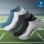 5 Pairs Mens Anti-odor Mesh Sports Socks Comfy Breathable Sweat Ankle Socks Casual Soft Elastic Socks, Spring & Summer