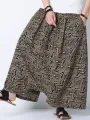 INCERUN - Pantalones largos de tiro bajo con estampado étnico para hombre, holgados, elásticos, con bolsillos laterales, tallas S-5XL