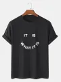 Mens Street Letter Smile Graphics 100% Cotton Short Sleeve T-Shirt