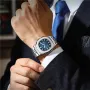 CRRJU Men's Quartz Watch Stainless Steel Band Waterproof Luminous Square Dial Business Casual Fashion Date Wristwatch