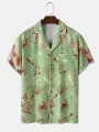 ChArmkpR Mens Shirt Allover Marine Life Print Revere Collar Short Sleeve Shirts Summer Holiday Beach Shirts