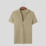 INCERUN Men Shirts Stylish Textured V-Neck Knit Top Japanese and Korean Style Summer Solid Color Casual Top Male Clothing