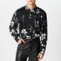 INCERUN Mens Floral Print Fringe Patchwork Long-Sleeve Shirt Fashion Tassel Deco Lapel Top for Male S-5XL