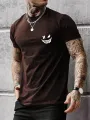 ChArmkpR Mens Funny Smile Print Crew Neck Short Sleeve T-Shirts