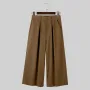 INCERUN Men Pants Solid Color High-waisted Straight-legged Trousers Comfy Button Loose Fit Men's Black Pant