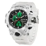SANDA Men's Electronic Watch Dual Display Waterproof Quartz Watch Fashion Outdoor Sports Wristwatches Movement with Luminous, Stopwatch, Countdown, Alarm & Date Function