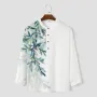 ChArmkpR Mens Plant Leaf Print Texture Long Sleeve Henley Shirts