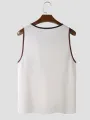 ChArmkpR Mens Ethnic Geometric Trim Print Knit Sleeveless Tanks