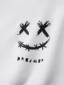 ChArmkpR Mens Smile Face Print Patchwork Casual Loose Drawstring Hoodies