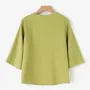 ZANZEA Women Button Summer O-Neck 3/4 Sleeve Solid Blouses Casual Cotton Linen Shirts for Women Loose Fit